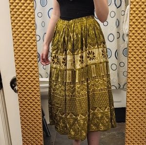 Green hippie skirt with drawstring